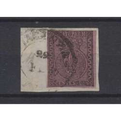 PARMA 1852 GIGLIO BORBONICO 25 CENTESIMI N.4 USATO SU FRAMMENTO F. COLLA Modena e Parma francobolli filatelia stamps