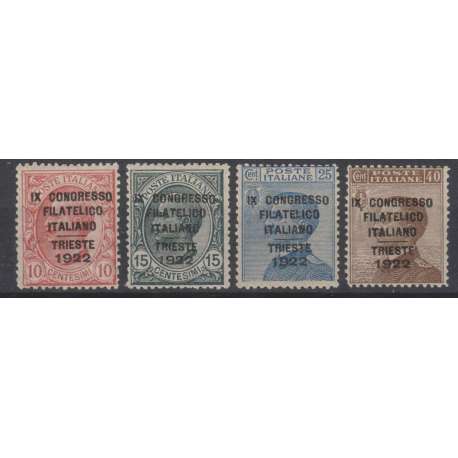 REGNO D'ITALIA 1922 CONGRESSO FILATELICO 4 V. G.I MNH** CERT. BEN CENTRATI regno d' Italia francobolli filatelia stamps