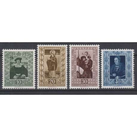 LIECHTENSTEIN 1953 QUADRI DELLA GALLERIA DEL PRINCIPATO 4 V. G.I MNH** Liechtenstein francobolli filatelia stamps
