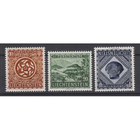 LIECHTENSTEIN 1953 INAUGURAZIONE DEL MUSEO DI VADUZ 3 V. G.I MNH** Liechtenstein francobolli filatelia stamps