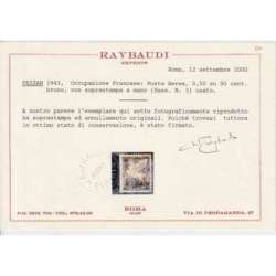 OCCUPAZIONE FRANCESE FEZZAN 1943 P/A 0,50 SU 50 C. N.3 USATO CERT. RAYBAUDI Occupazioni francobolli filatelia stamps