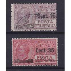 REGNO D'ITALIA 1927 POSTA PNEUMATICA 2 VALORI N.10-11 USATI regno d' Italia francobolli filatelia stamps