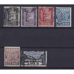 REGNO D'ITALIA 1923 MARCIA SU ROMA 6 V. USATI ALCUNI ANNULLI ORIGINALI regno d' Italia francobolli filatelia stamps