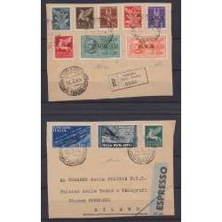 1944 R.S.I. G.N.R. VERONA S.1521-S.1804 SU 2 FRAMMENTI CERTIFICATO US. R.S.I. e Luogotenenza francobolli filatelia stamps