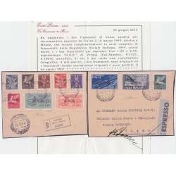 1944 R.S.I. G.N.R. VERONA S.1521-S.1804 SU 2 FRAMMENTI CERTIFICATO US. R.S.I. e Luogotenenza francobolli filatelia stamps