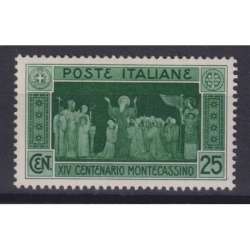 REGNO D'ITALIA 1929 MONTECASSINO 25 CENTESIMI G.I MNH** regno d' Italia francobolli filatelia stamps
