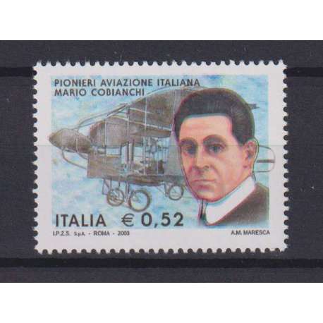 REPUBBLICA 2003 CENTENARIO COBIANCHI 0,52 € VARIETA' G.I MNH** CERT. repubblica italiana francobolli filatelia stamps
