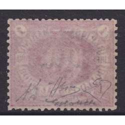 1892-94 1 L. ROSSA CARMINIO SU GIALLO n.20 OTTIMA CENTR. CERT. G. BOLAFFI US. San Marino francobolli filatelia stamps