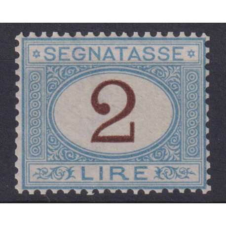 REGNO D'ITALIA 1870 SEGNATASSE 2 LIRE N.12 G.I MNH** CERT. BEN CENTRATO regno d' Italia francobolli filatelia stamps