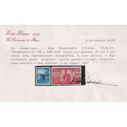 REPUBBLICA 1945-48 DEMOCRATICA 23 V. G.I MNH** CERT. LUSSO repubblica italiana francobolli filatelia stamps