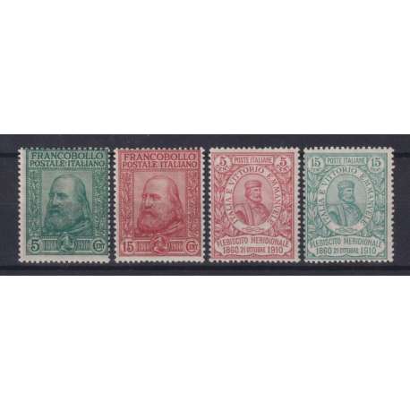 REGNO D'ITALIA 1910 GARIBALDI 4 VALORI G.I MNH** CERT. regno d' Italia francobolli filatelia stamps