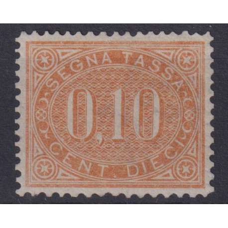 REGNO D'ITALIA 1869 SEGNATASSE 10 CENTESIMI N.2 G.I MNH** CERT. CENTRATO regno d' Italia francobolli filatelia stamps