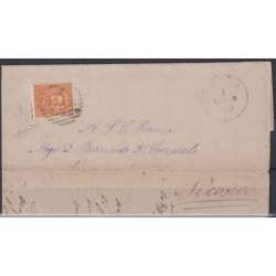 1879 REGNO 20 C. ARANCIO NON DENT. IN BASSO N.39 SU BUSTA VIAGGIATA CERT. regno d' Italia francobolli filatelia stamps