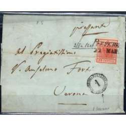 LOMBARDO VENETO 1850 15 CENTESIMI II TIPO N.4 DISTRETTO USATA SU BUSTA Lombardo Veneto francobolli filatelia stamps