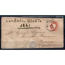 LOMBARDO VENETO 1861-62 5 SOLDI N.33 USATO SU BUSTA Lombardo Veneto francobolli filatelia stamps