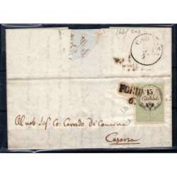 LOMBARDO VENETO 1854 MARCA 15 C. CALCOGRAFICA N.7 USATA SU BUSTA Lombardo Veneto francobolli filatelia stamps
