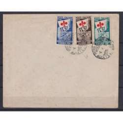 REPUBBLICA 1951 GINNICI 3 V. USATI SU BUSTA NON VIAGGIATA CERT. repubblica italiana francobolli filatelia stamps