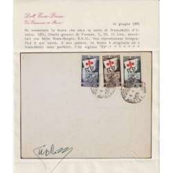 REPUBBLICA 1951 GINNICI 3 V. USATI SU BUSTA NON VIAGGIATA CERT. repubblica italiana francobolli filatelia stamps