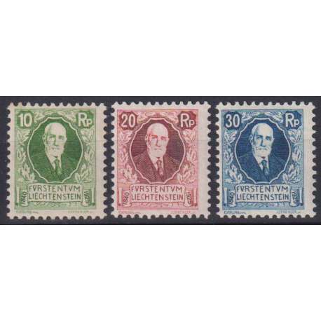 LIECHTENSTEIN 1925 COMPLEANNO PRINCIPE GIOVANNI II 3 V. G.O MH* Liechtenstein francobolli filatelia stamps