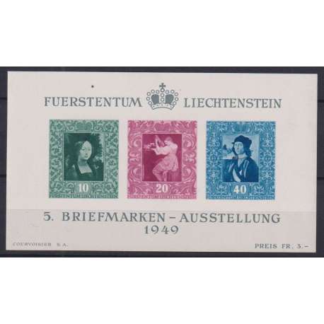 LIECHTENSTEIN 1949 FOGLIETTO VADUZ G.I MNH** Liechtenstein francobolli filatelia stamps