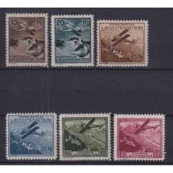 LIECHTENSTEIN 1930 P/A AEREOPLANO E PAESAGGI 6 VALORI G.I MNH** CERT. Liechtenstein francobolli filatelia stamps
