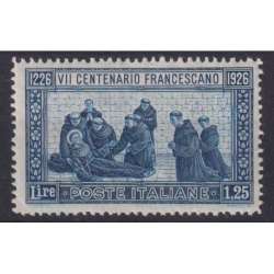REGNO D'ITALIA 1926 S. FRANCESCO 1,25 L. DENT.13 ½ G.I MNH** CERT. CENTRATO regno d' Italia francobolli filatelia stamps
