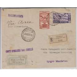 EM. GENERALI 1933 CINQUANTENARIO ERITREO 2 ALTI VALORI SU RARA BUSTA CERTIFICATA regno d' Italia francobolli filatelia stamps