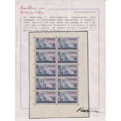 SAN MARINO 1948 MINIFOGLIO LAVORO N.9 G.I MNH** CERT. SENZA PIEGA San Marino francobolli filatelia stamps