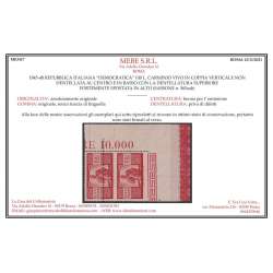 REPUBBLICA 1945-48 DEMOCRATICA 100 L. VARIETA' DENT. N.565asb G.I.MNH** CERT. repubblica italiana francobolli filatelia stamps