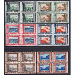REGNO 1933 POSTA AEREA QUARTINE CROCIERA ZEPPELIN G.I MNH** CERT. PERFETTE regno d' Italia francobolli filatelia stamps