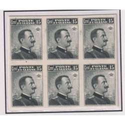 REGNO 1911 MICHETTI N.96 BLOCCO 6 V. PROVA DI CONIO DEL LIBRETTO CERT. regno d' Italia francobolli filatelia stamps