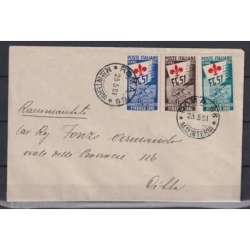 REPUBBLICA 1951 GINNICI SERIE COMPLETA 3 V. USATI SU BUSTA CERT. repubblica italiana francobolli filatelia stamps