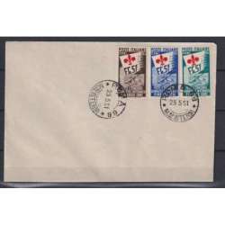 REPUBBLICA 1951 GINNICI 3 V. USATI SU BUSTA CERT. repubblica italiana francobolli filatelia stamps