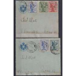 REGNO D'ITALIA 1921 VITTORIA 5 VALORI USATI SU DUE BUSTE regno d' Italia francobolli filatelia stamps