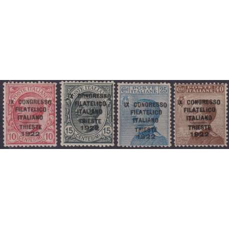REGNO 1922 CONGRESSO FILATELICO 4 V. G.I MNH** PERFETTAMENTE CENTRATI CERT. regno d' Italia francobolli filatelia stamps