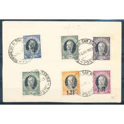 SAN MARINO 1929 ONOFRI 4 VAL. + 2 SOPRASTAMPATI SU FRAMMENTO San Marino francobolli filatelia stamps