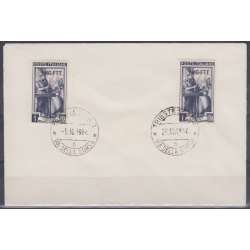TRIESTE ZONA A 1954 DUE 1 LIRA LAVORO SU BUSTA Colonie e Occupazioni francobolli filatelia stamps