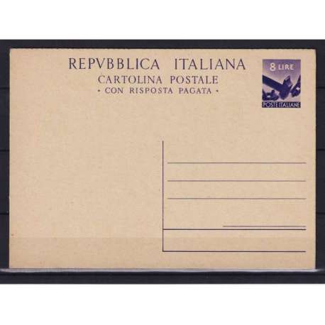 REPUBBLICA 1947-48 INTERI POSTALI DEMOCRATICA 8 LIRE RISPOSTA N.C134 NUOVO