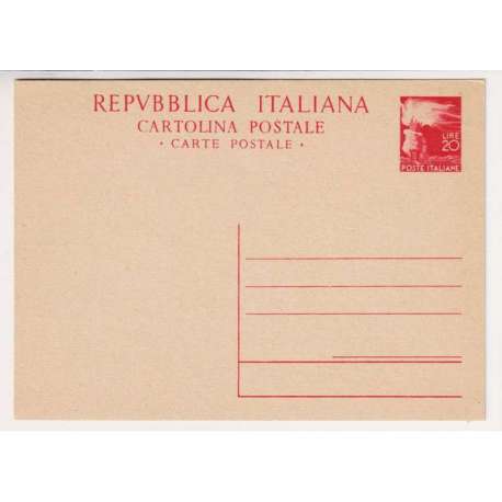 REPUBBLICA 1947-48 INTERI POSTALI DEMOCRATICA 20 LIRE N.C135 NUOVO
