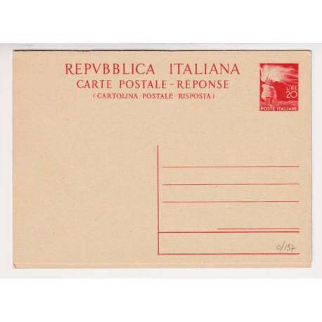 REPUBBLICA 1947-48 INTERI POSTALI DEMOCRATICA 20 LIRE RISPOSTA N.C137 NUOVO