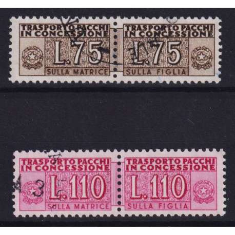 REPUBBLICA 1955-81 PACCHI CONCESSIONE STELLE 2 V. USATI CERT.
