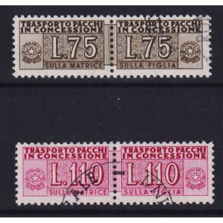 REPUBBLICA 1955-81 PACCHI CONCESSIONE STELLE 2 V. USATI CERT.