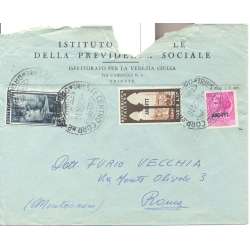1954 TRIESTE "A" 13 L TURRITA n171+10 L TURISTICA n188 + 5 L SU BUSTA VIAGGIATA Colonie e Occupazioni francobolli filatelia ...