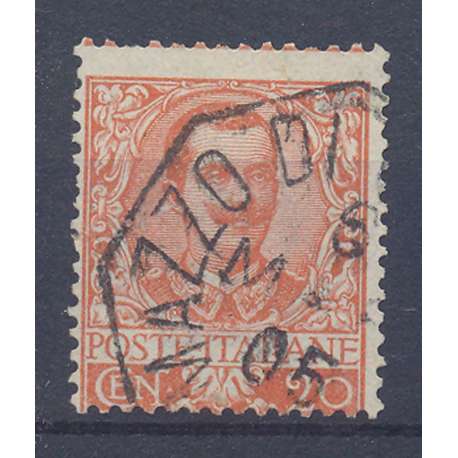 1901 REGNO D' ITALIA FLOREALE 20 c. ARANCIO N.72 DISC. CENTR. US. regno d' Italia francobolli filatelia stamps