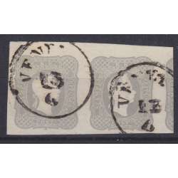 1861 LOMBARDO VENETO PER GIORNALI 1,05 s. GRIGIO CHIARO n.10 COPPIA CERT. US. Lombardo Veneto francobolli filatelia stamps