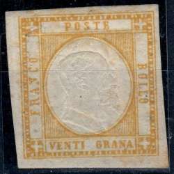 1861 PROVINCE NAPOLETANE 10 gr. GIALLO n.23 DOPPIA EFFIGIE CERT. US. Napoli francobolli filatelia stamps