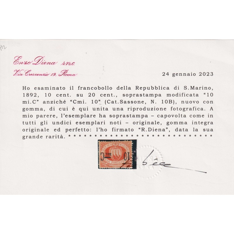1859 SICILIA 5 gr. ROSA CARMINIO n. 9 I TAV. FIRMA RAYBAUDI + CERT. US. Sicilia francobolli filatelia stamps